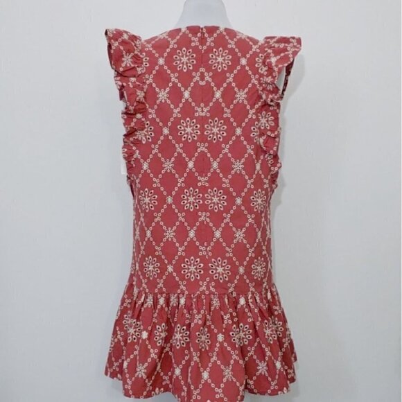 NWT FREE THE ROSES Dusty red ruffle sleeves eyelet boho festival dress - Picture 3 of 11